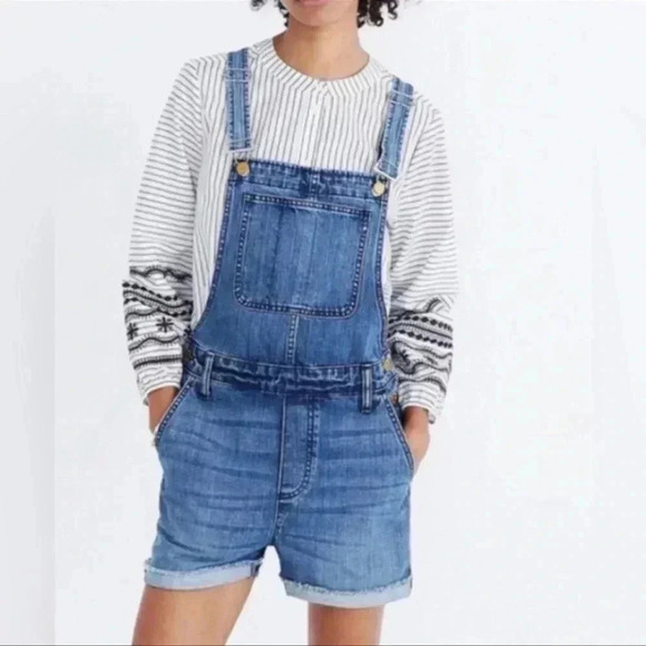 Madewell Adirondack Short Overalls in Delmar Wash Blue Size s - Picture 4 of 13